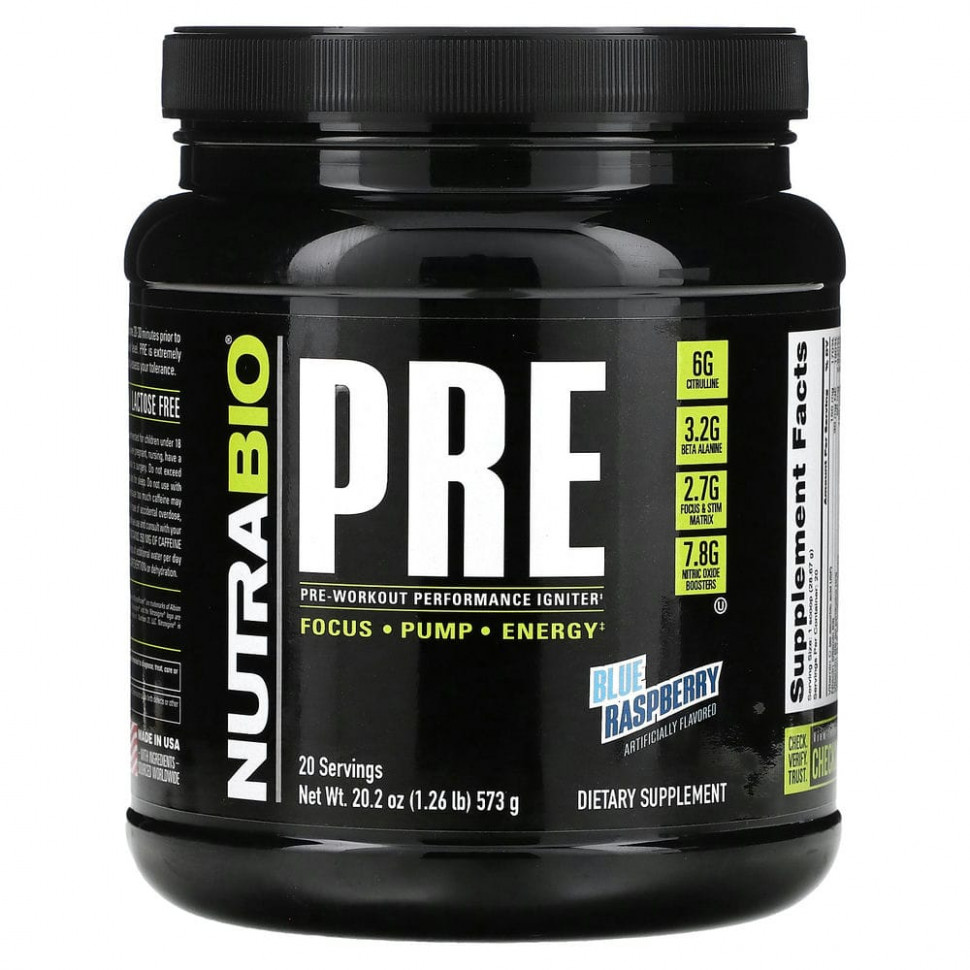 ���� ������ (Iherb) Nutrabio Labs, Pre-Workout Performance Igniter, � ����� �������, 573 � (1,26 �����), ������ �� 7410 ���