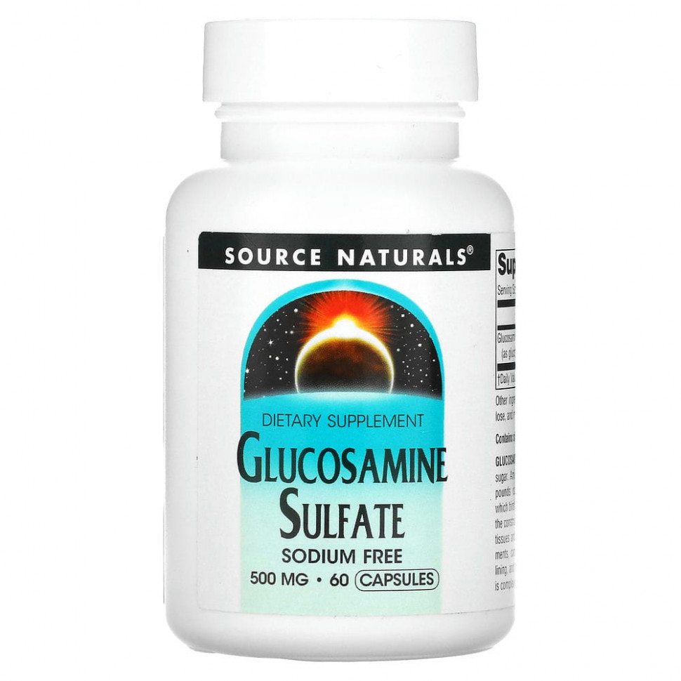   (Iherb) Source Naturals, Glucosamine Sulfate, Sodium Free, 500 mg, 60 Capsules    -     , -, 