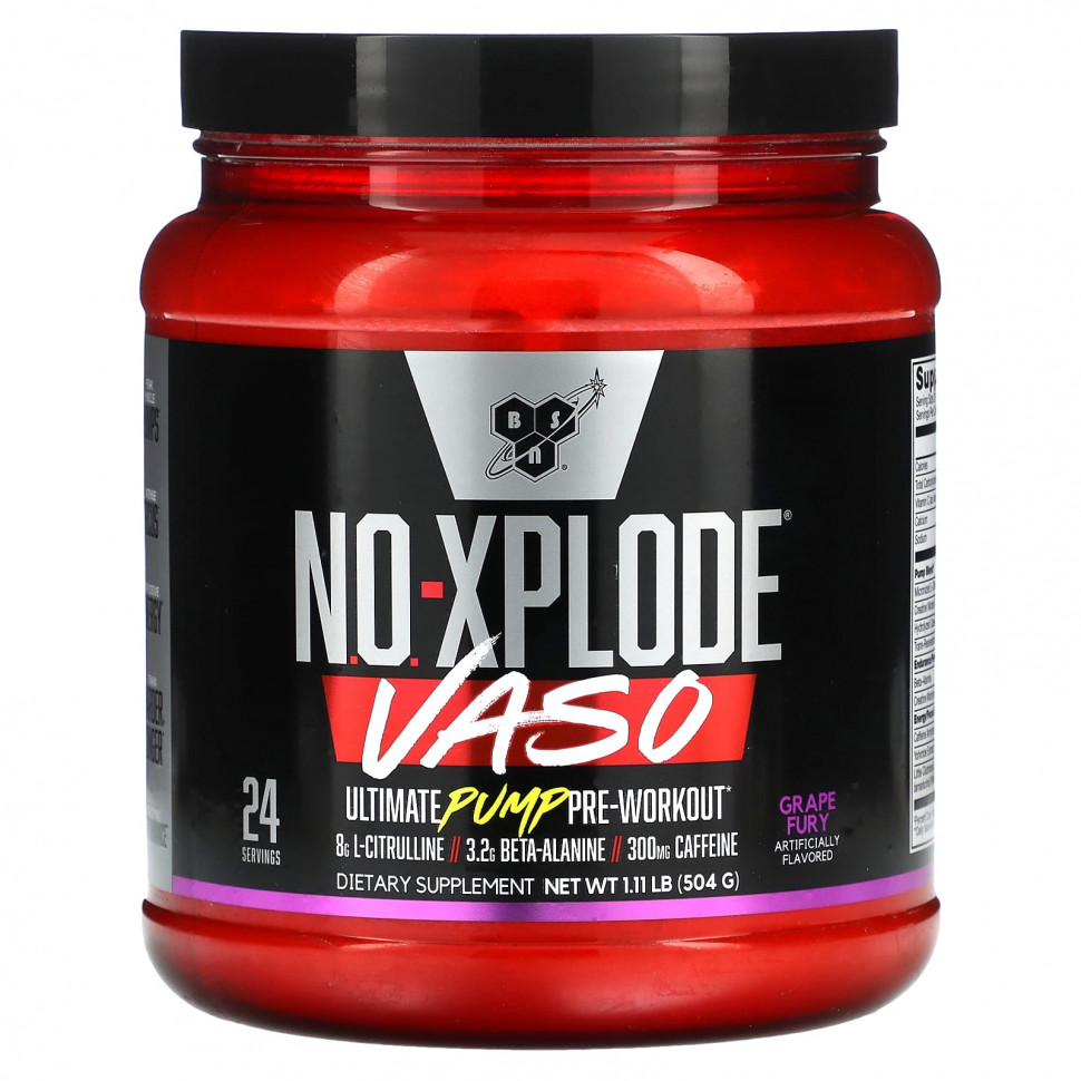 ���� ������ (Iherb) BSN, No-Xplode VASO, Ultimate Pump ����� �����������, Grape Fury, 504 � (1,11 �����), ������ �� 8980 ���