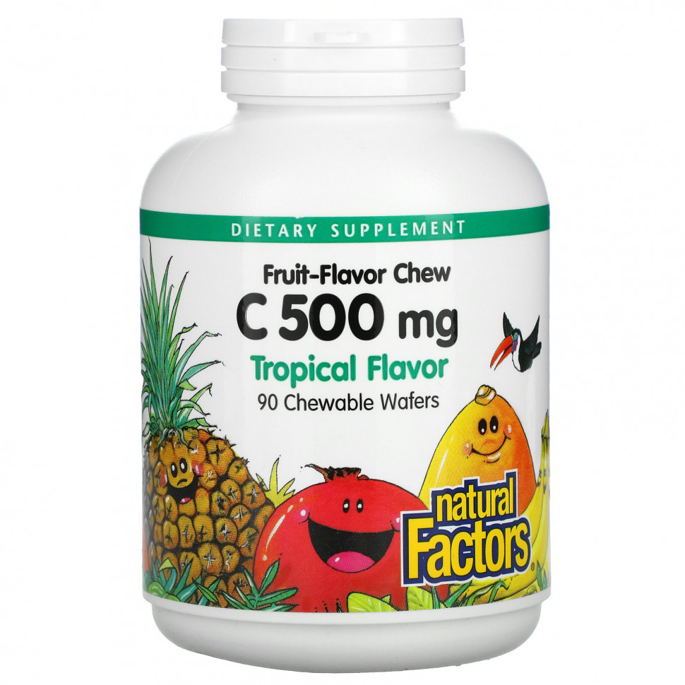 ���� ������ (Iherb) Natural Factors, Vitamin C, Tropical , 500 mg , 90 Chewable Wafers, ������ �� 2260 ���
