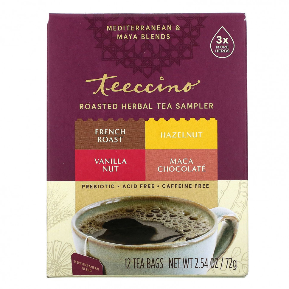 ���� ������ (Iherb) Teeccino, ������� ����������� ��������� ���, 4 �����, ��� �������, 12 ������ ���������, 72 � (2,54 �����), ������ �� 1280 ���