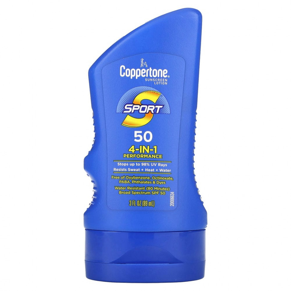 ���� ������ (Iherb) Coppertone, Sport, �������������� ������, ������������� 4-�-1, SPF 50, 89 �� (3 ����. �����), ������ �� 930 ���