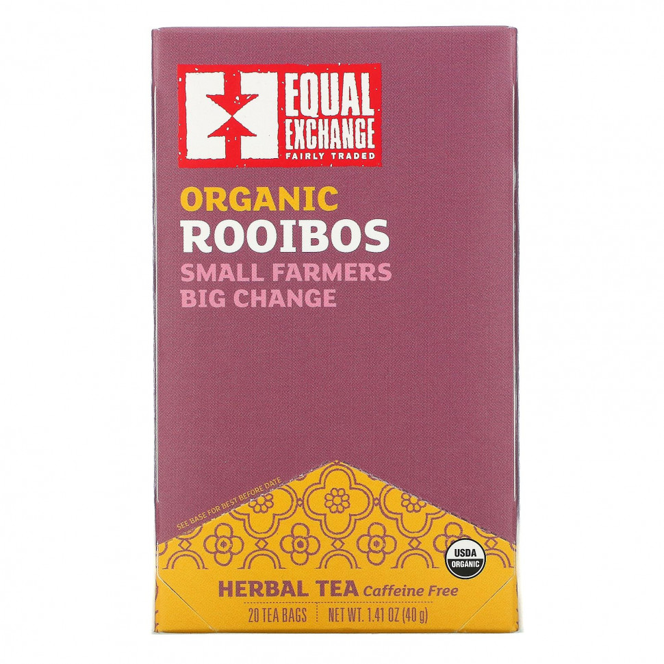   (Iherb) Equal Exchange, Organic Rooibos, Herbal Tea, 20 Tea Bags, 1.41 oz ( 40 g)    -     , -, 