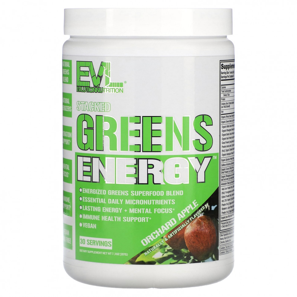   (Iherb) EVLution Nutrition, Stacked Greens Energy,  , 207  (7,3 )    -     , -, 