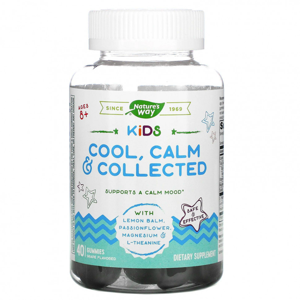 ���� ������ (Iherb) Nature's Way, Kids, Cool, Calm & Collected, ������������� �������� ��� ����� ������ 8 ���, ����������� ����, 40 ����������� ������, ������ �� 3010 ���