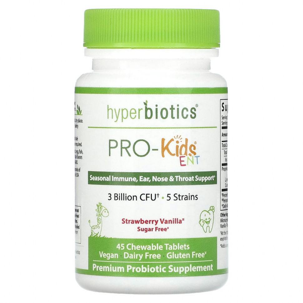 ���� ������ (Iherb) Hyperbiotics, PRO-Kids ENT, ���������� ��� �����, ��� ������, � ���������� � ��������� ������, 45 ��������������� ����������� �������� LiveBac, ������ �� 5100 ���