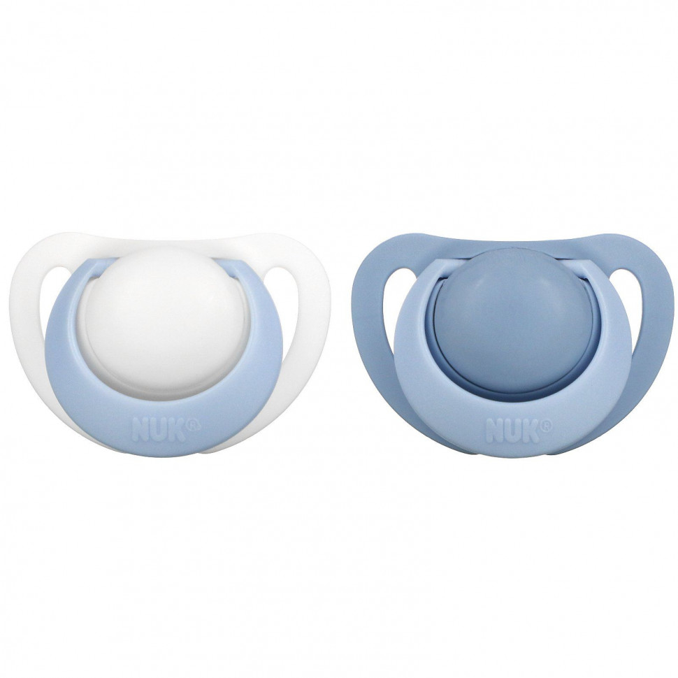   (Iherb) NUK, Orthodontic Pacifier, 0-2 Months, Blue, 2 Pack    -     , -, 