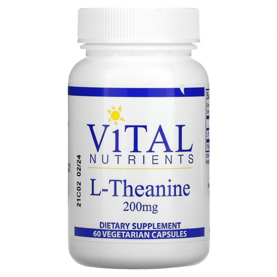   (Iherb) Vital Nutrients, L- Theanine, 200mg, 60 Veggie Capsules    -     , -, 