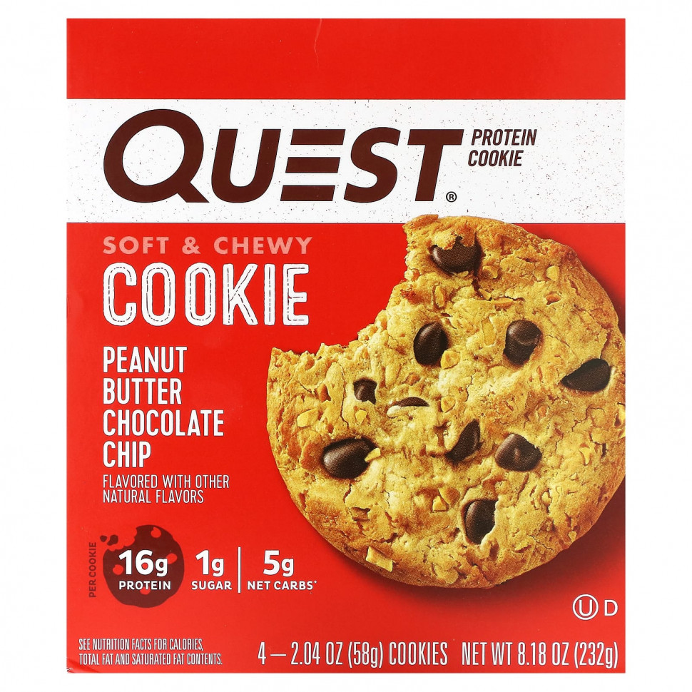 ���� ������ (Iherb) Quest Nutrition, Protein Cookie, ���������� �����, 4 �������� �� 58 � (2,04 �����), ������ �� 2370 ���