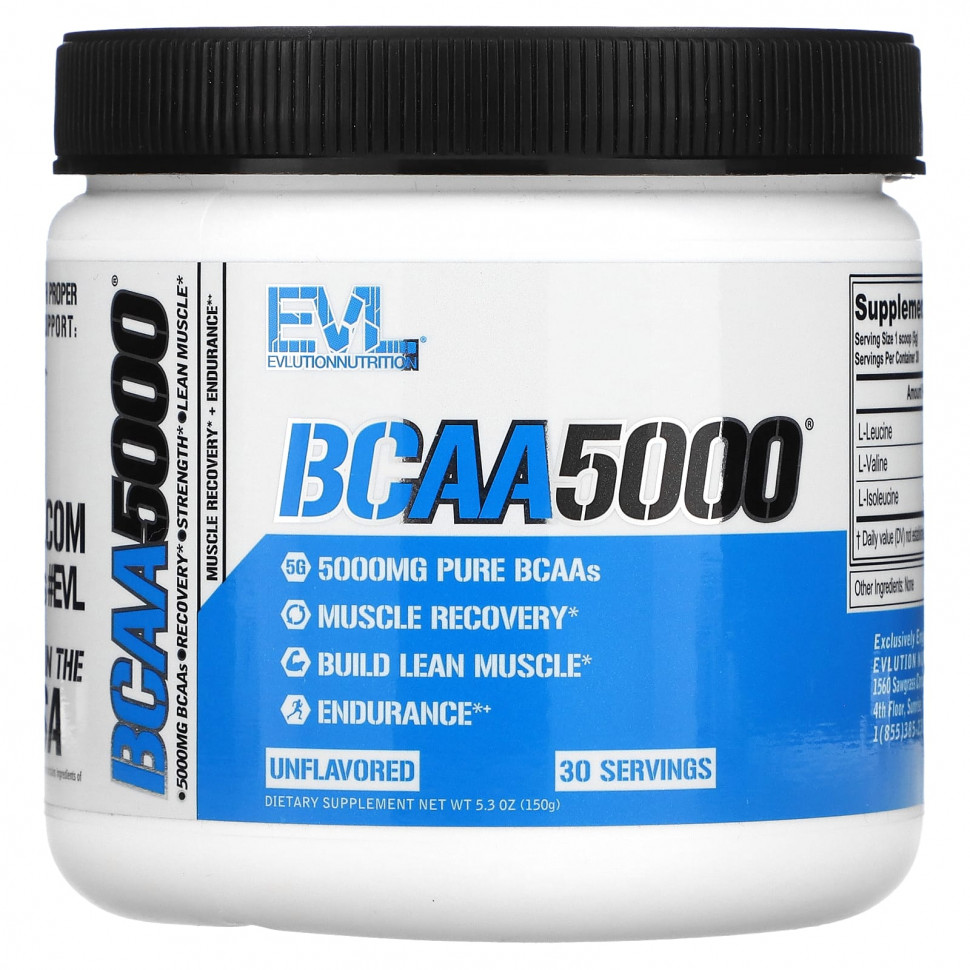 ���� ������ (Iherb) EVLution Nutrition, BCAA5000, ��� �������, 5000 ��, 150 � (5,3 �����), ������ �� 2070 ���