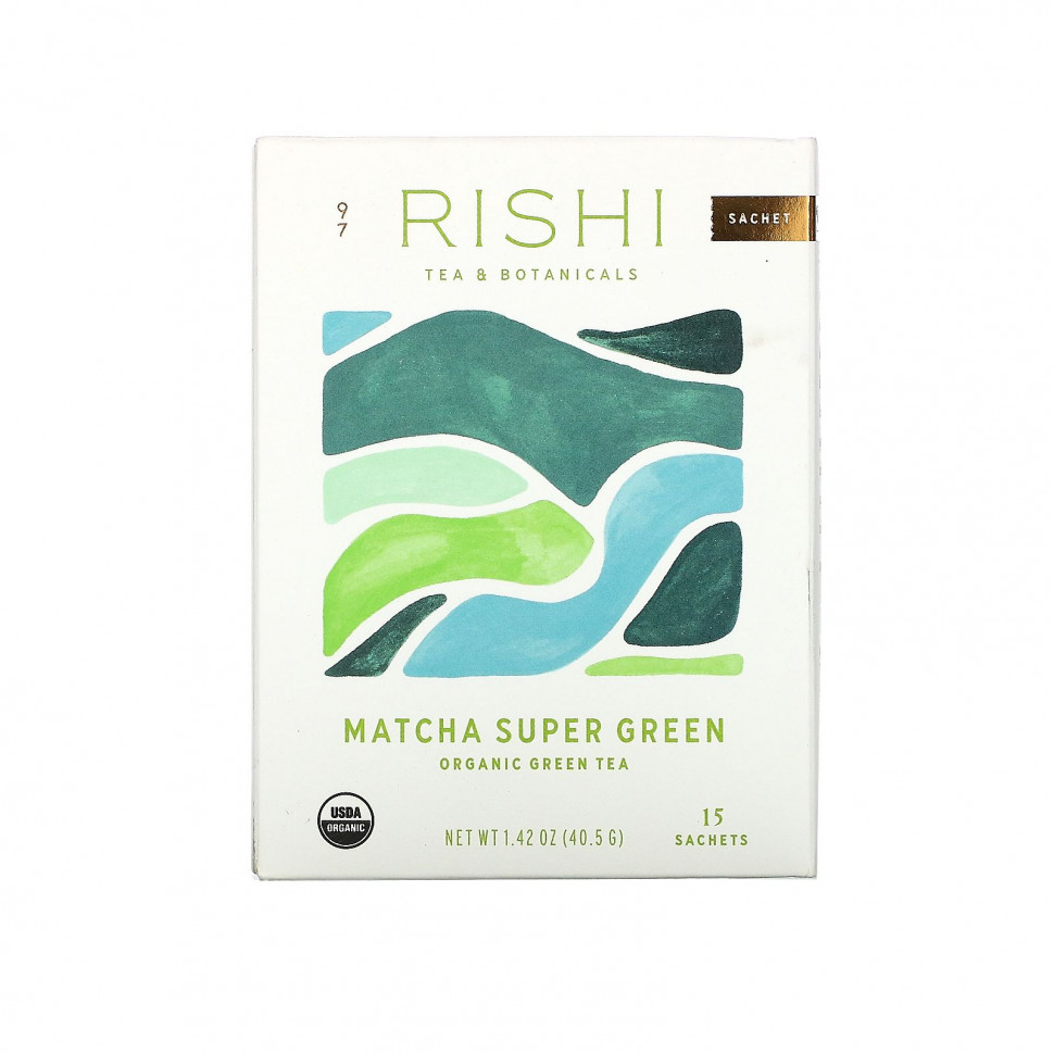 ���� ������ (Iherb) Rishi Tea, Organic Green Tea, Matcha Super Green, 15 ���������, 40,5 � (1,42 �����), ������ �� 2060 ���