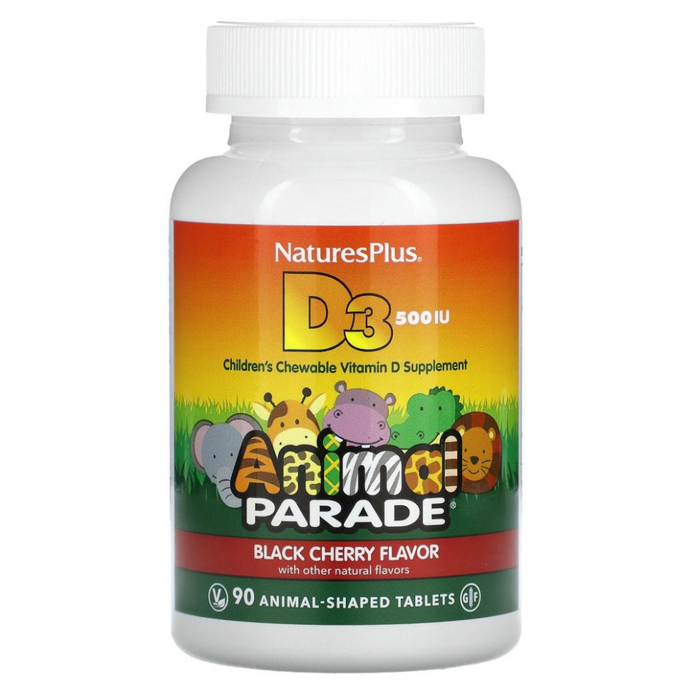   (Iherb) NaturesPlus, Source of Life, Animal Parade,  D3,    , 500 , 90        -     , -, 