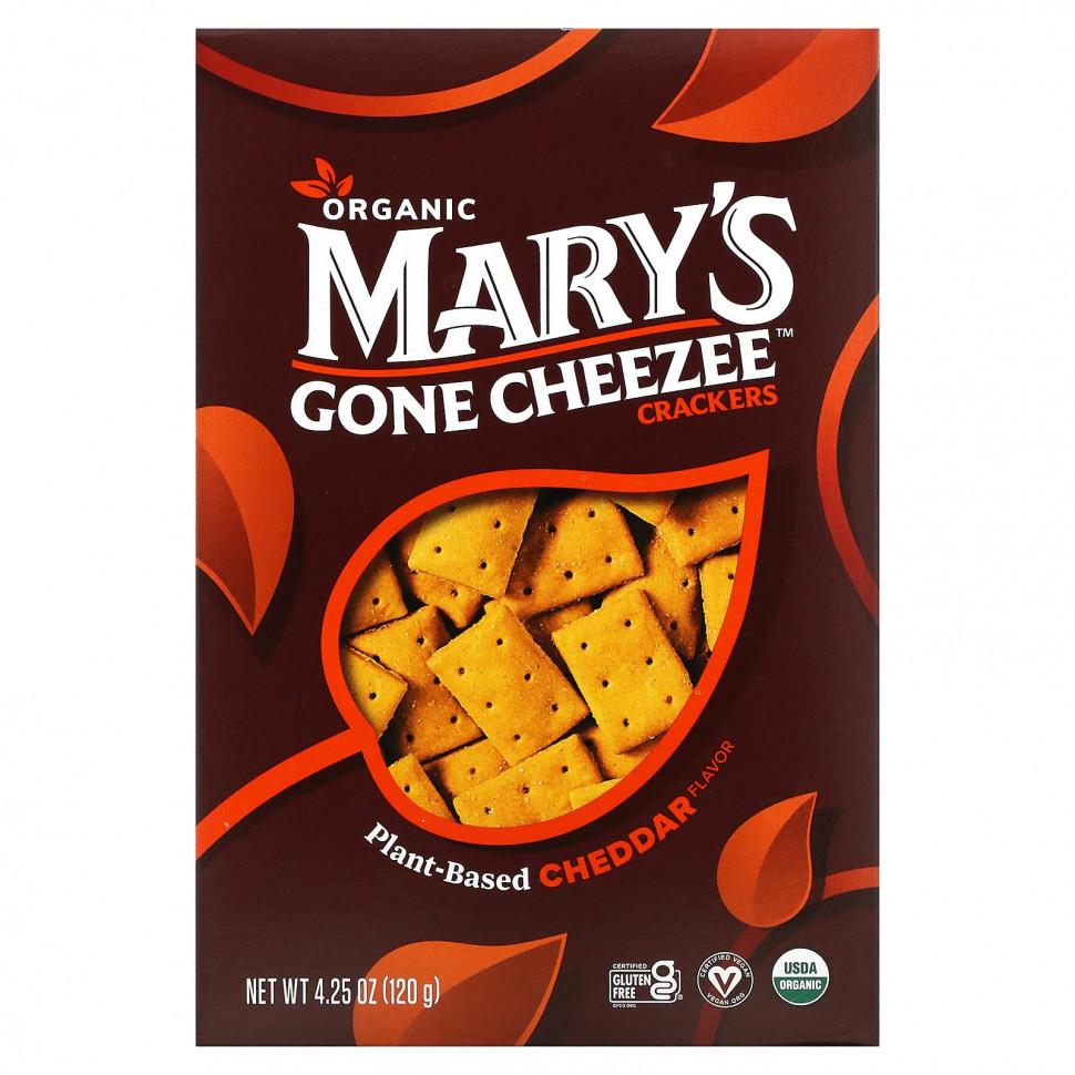   (Iherb) Mary's Gone Crackers, Mary's Gone Cheezee Plant-Based Crackers, Cheddar, 4.25 oz (120 g)    -     , -, 