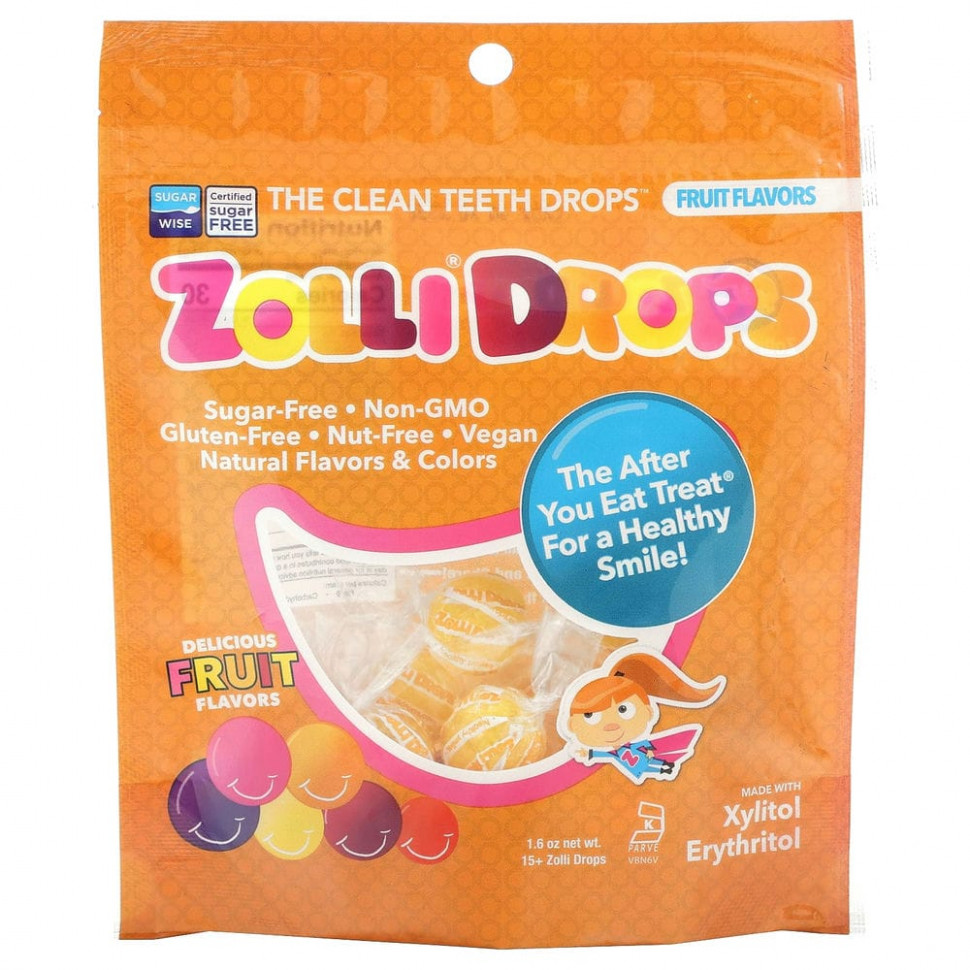 ���� ������ (Iherb) Zollipops, Zolli Drops, ������� ��� ������ �����, �� ������ �������, 15+ �������� Zolli, 45 � (1,6 �����), ������ �� 830 ���