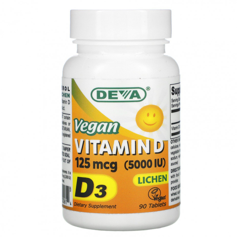 ���� ������ (Iherb) Deva, ��������� ������� D, D3, 125 ��� (5000 ��), 90 ��������, ������ �� 4260 ���