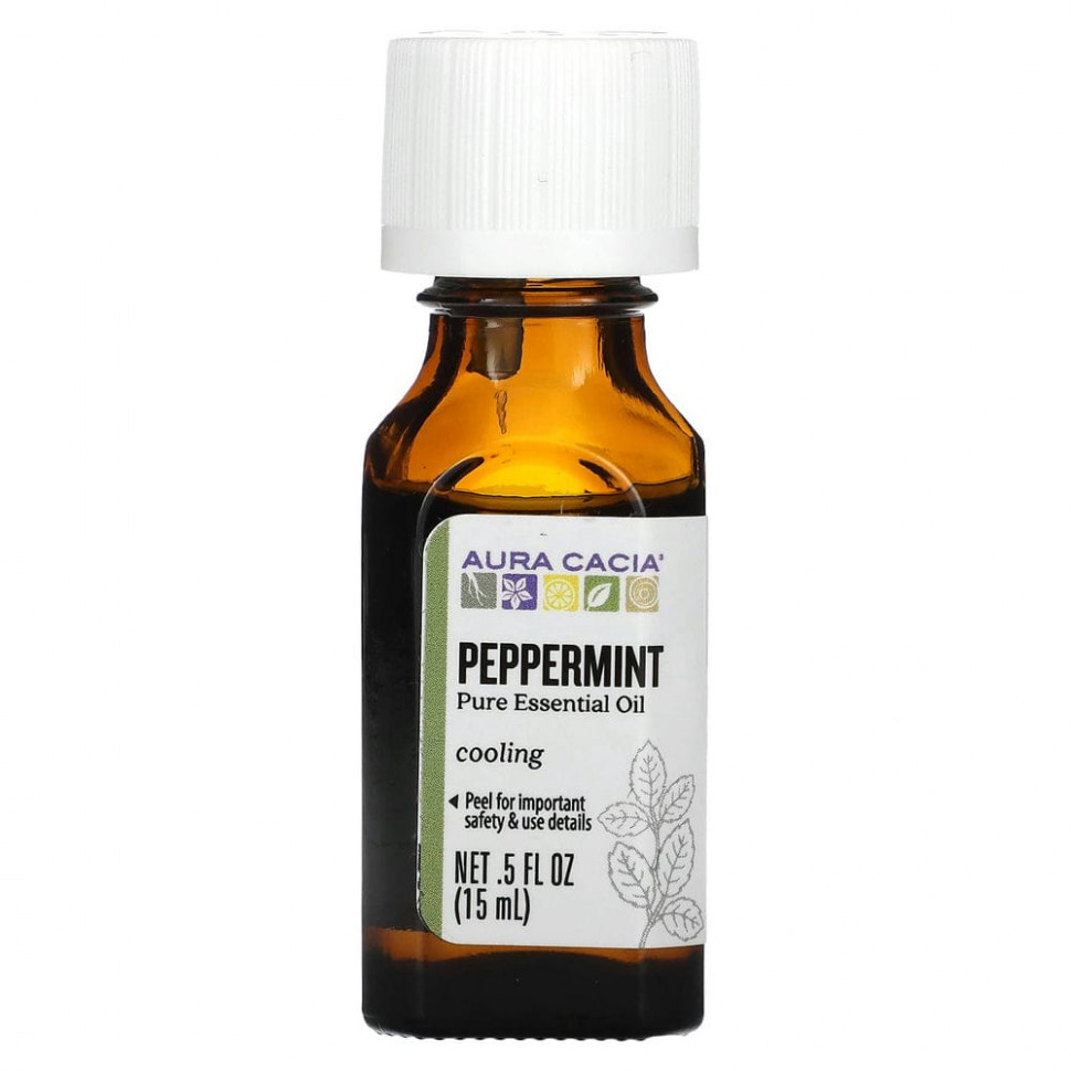   (Iherb) Aura Cacia, Pure Essential Oil, Peppermint, .5 fl oz (15 ml)    -     , -, 