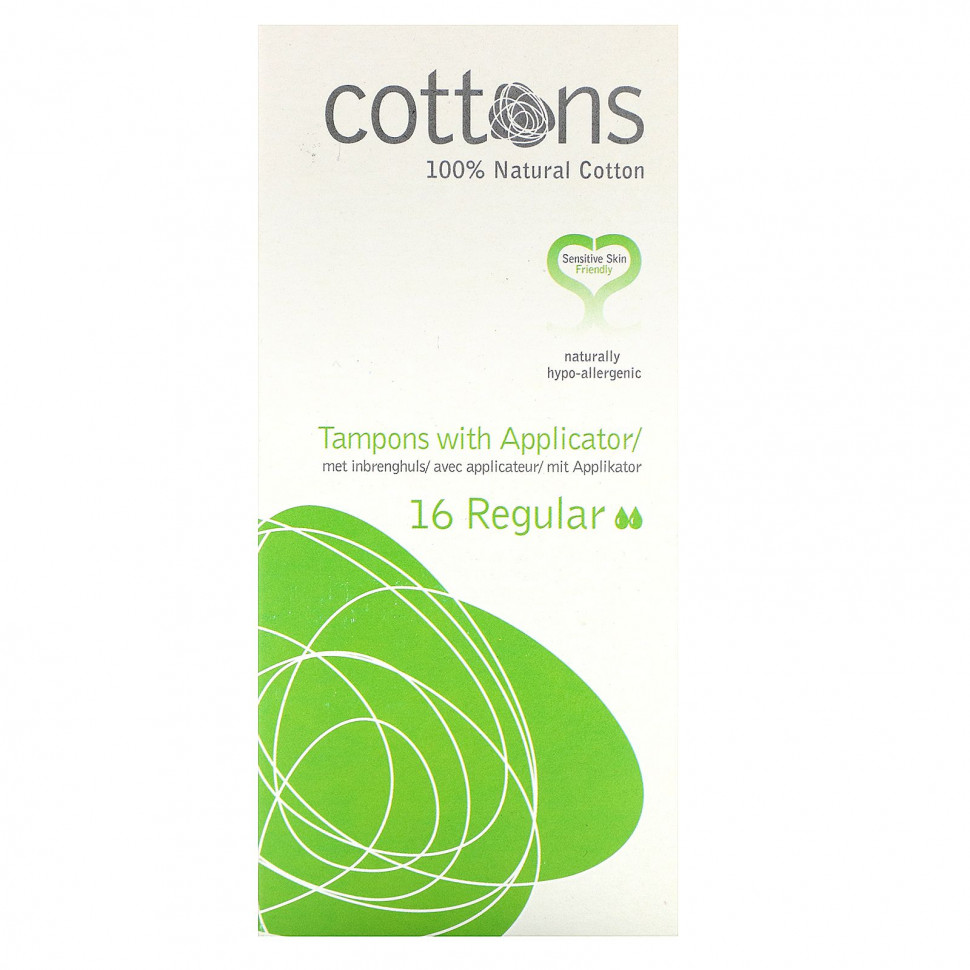 ���� ������ (Iherb) Cottons, 100% ����������� ������, ������� � ������������, �������, 16 ��������, ������ �� 1860 ���