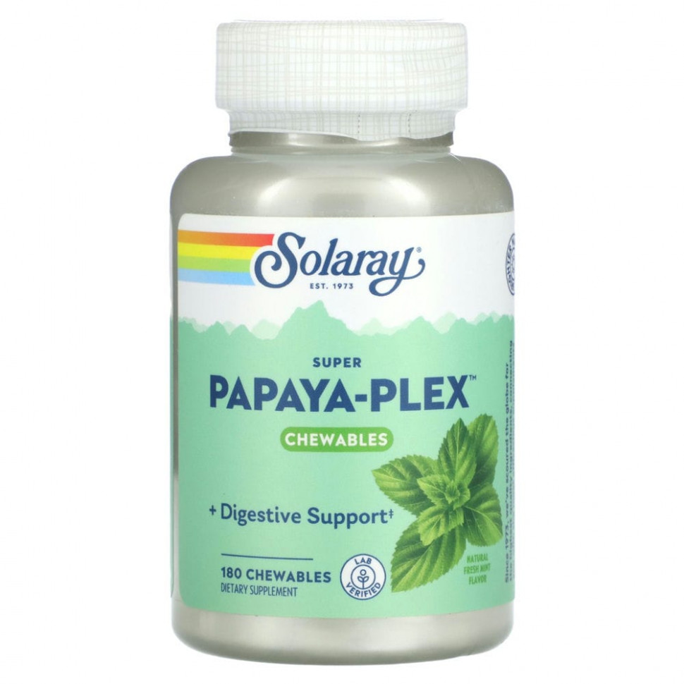   (Iherb) Solaray, Super Papaya-Plex,   , 180      -     , -, 