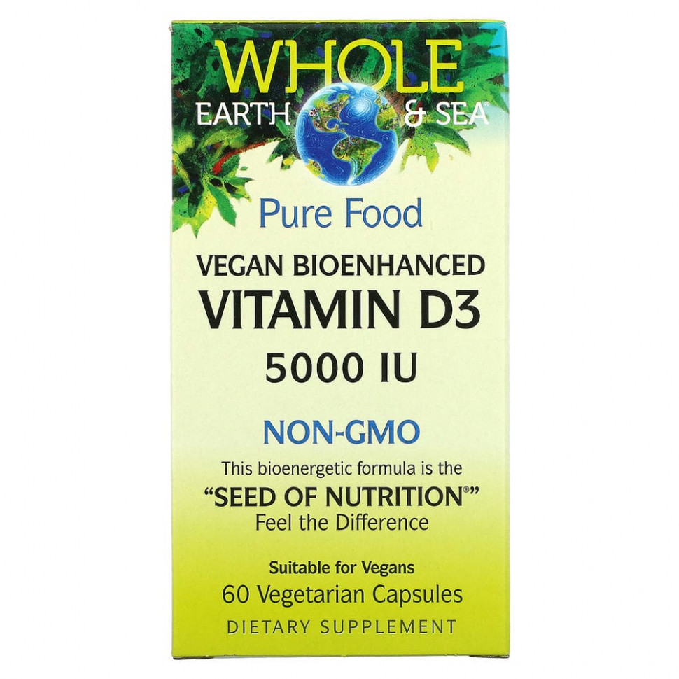 ���� ������ (Iherb) Natural Factors, Whole Earth & Sea, ��������� ������������ ������� D3, 5000 ��, 60 �������������� ������, ������ �� 4730 ���