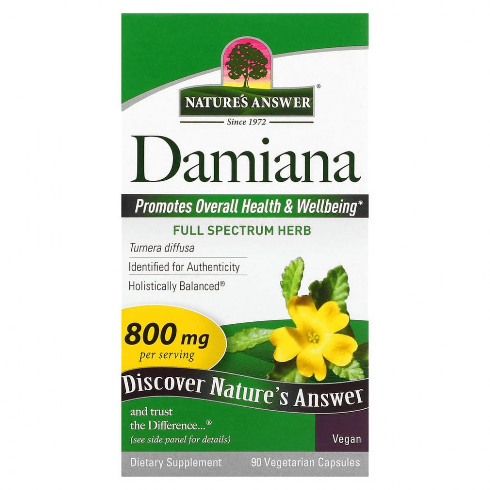   (Iherb) Nature's Answer, Damiana Leaf, 400 mg, 90 Vegetarian Capsule    -     , -, 