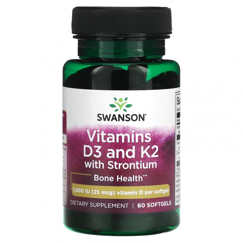 ���� ������ (Iherb) Swanson, �������� D3 � K2 �� ���������, 1000 �� (25 ���), 60 ������ ��������, ������ �� 3150 ���