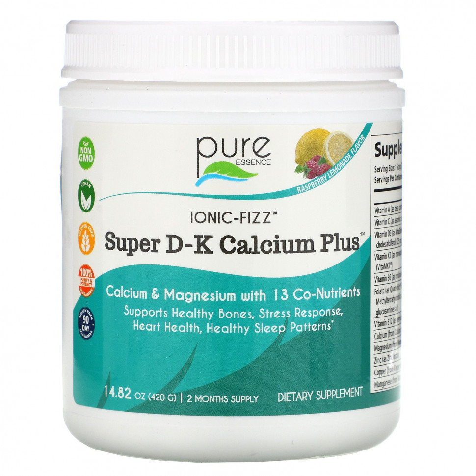 ���� ������ (Iherb) Pure Essence, Ionic-Fizz, Super D-K Calcium Plus, ��������� �������, 420 � (14,82 �����), ������ �� 8060 ���