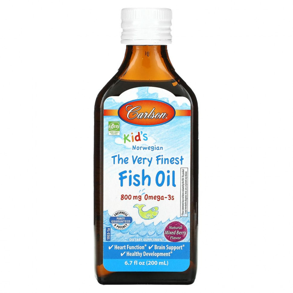   (Iherb) Carlson, Kids, The Very Finest Fish Oil, Natural Mixed Berry , 800 mg, 6.7 fl oz (200 ml)    -     , -, 