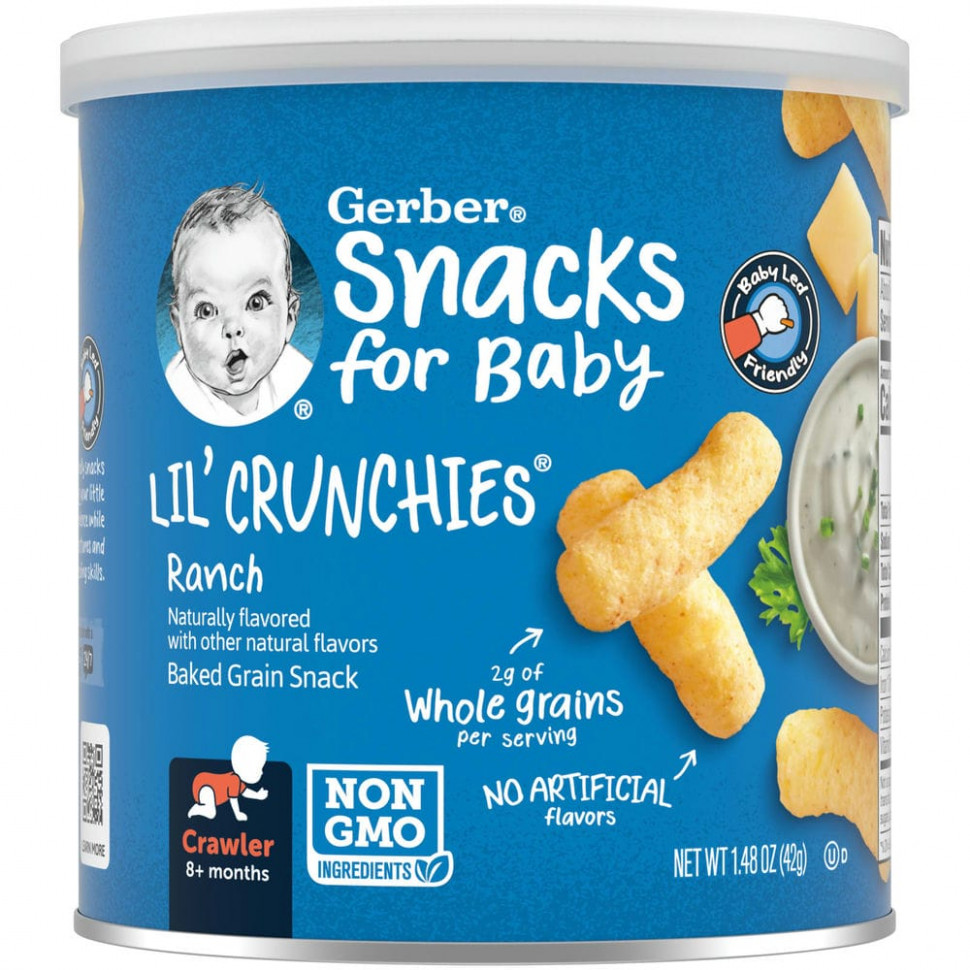 ���� ������ (Iherb) Gerber, Lil 'Crunchies, ���� � ���������� ���������, �� 8 �������, �����, 42 � (1,48 �����), ������ �� 940 ���