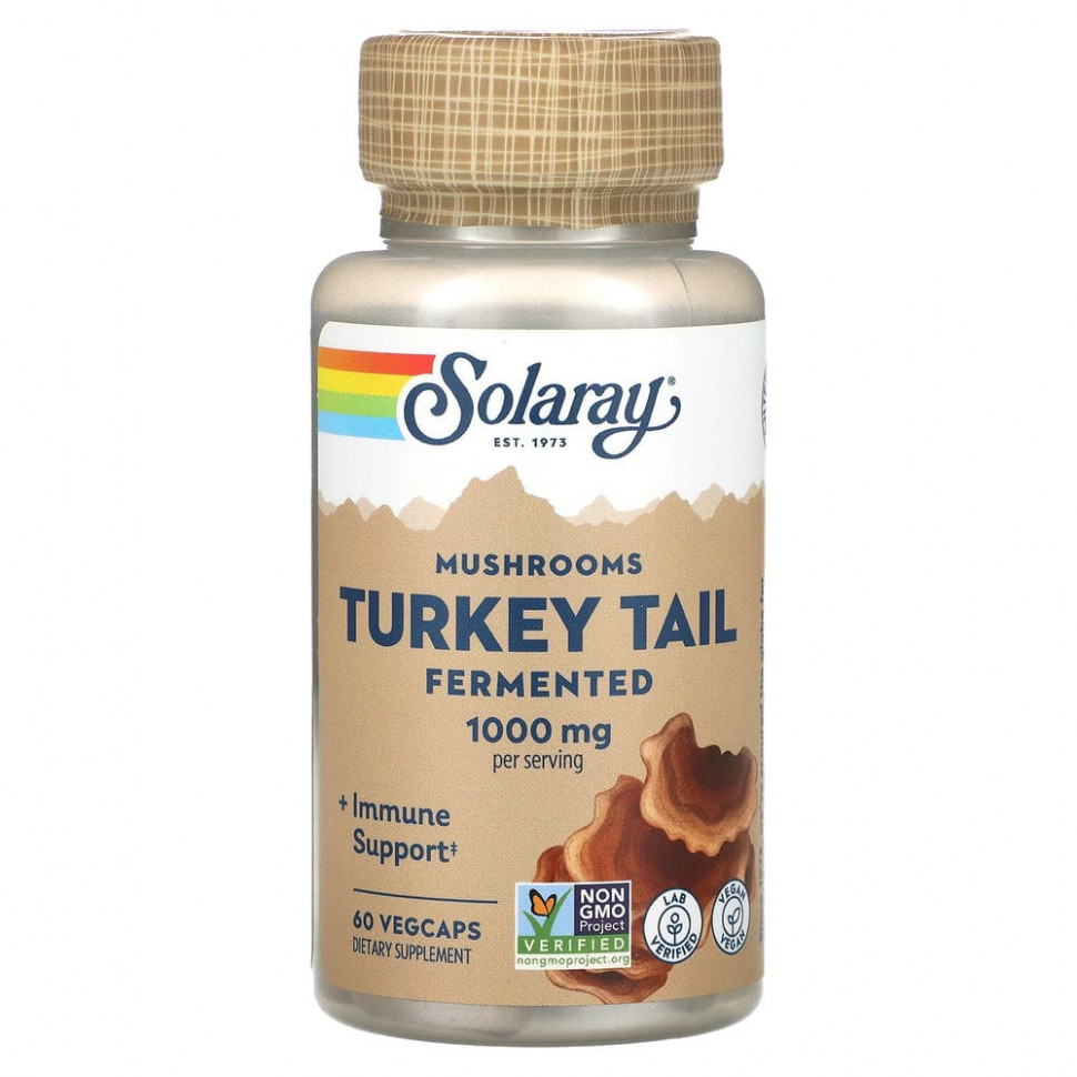   (Iherb) Solaray, Turkey Tail, Fermented Mushrooms, 500 mg, 60 VegCaps    -     , -, 