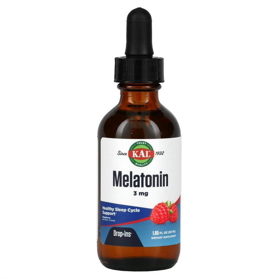   (Iherb) KAL, Melatonin, Natural Raspberry Flavor, 3 mg , 1.85 fl oz (55 ml)    -     , -, 