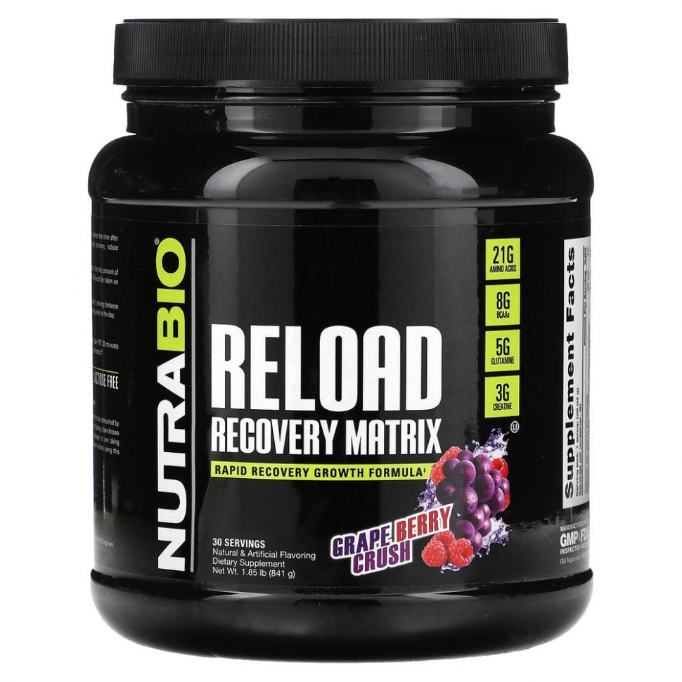 ���� ������ (Iherb) Nutrabio Labs, Reload Recovery Matrix, Grape Berry Crush, 841 � (1,85 �����), ������ �� 8480 ���