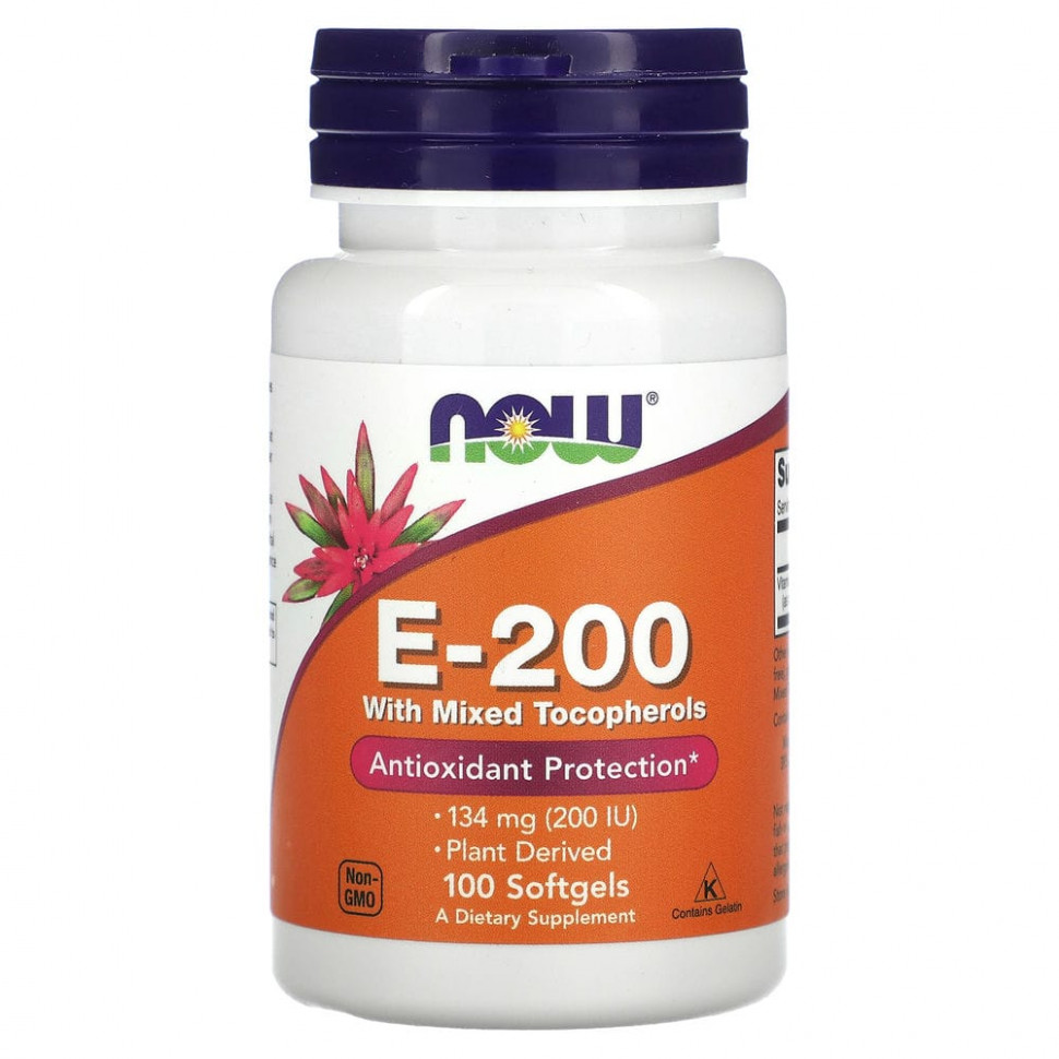 ���� ������ (Iherb) NOW Foods, E-200 �� ���������� ������������, 134 �� (200 ��), 100 ������ ��������, ������ �� 1650 ���
