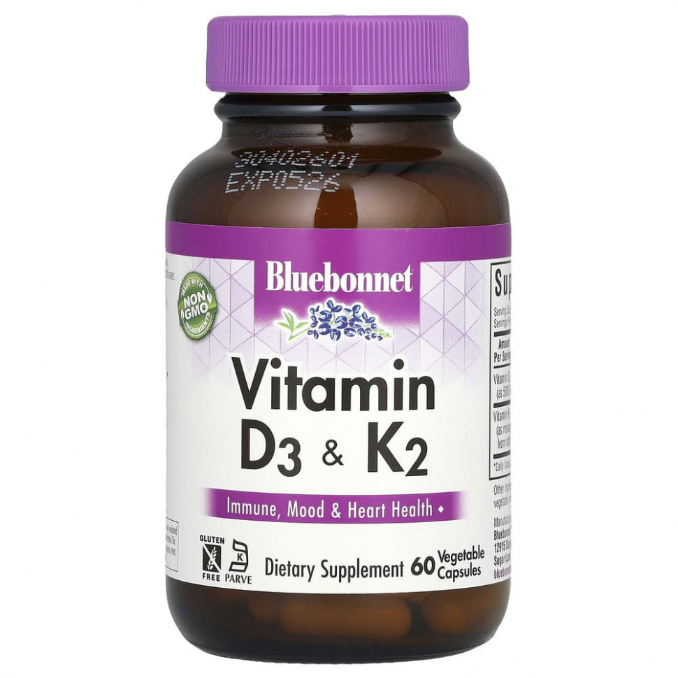   (Iherb) Bluebonnet Nutrition,  D3  K2, 60      -     , -, 