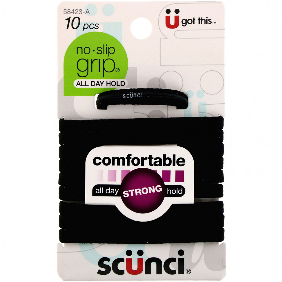 ���� ������ (Iherb) Scunci, ������� ��� ����� No Slip Grip, �������, ������ ���������� ������ ���� ����, ������, 10 ����, ������ �� 670 ���
