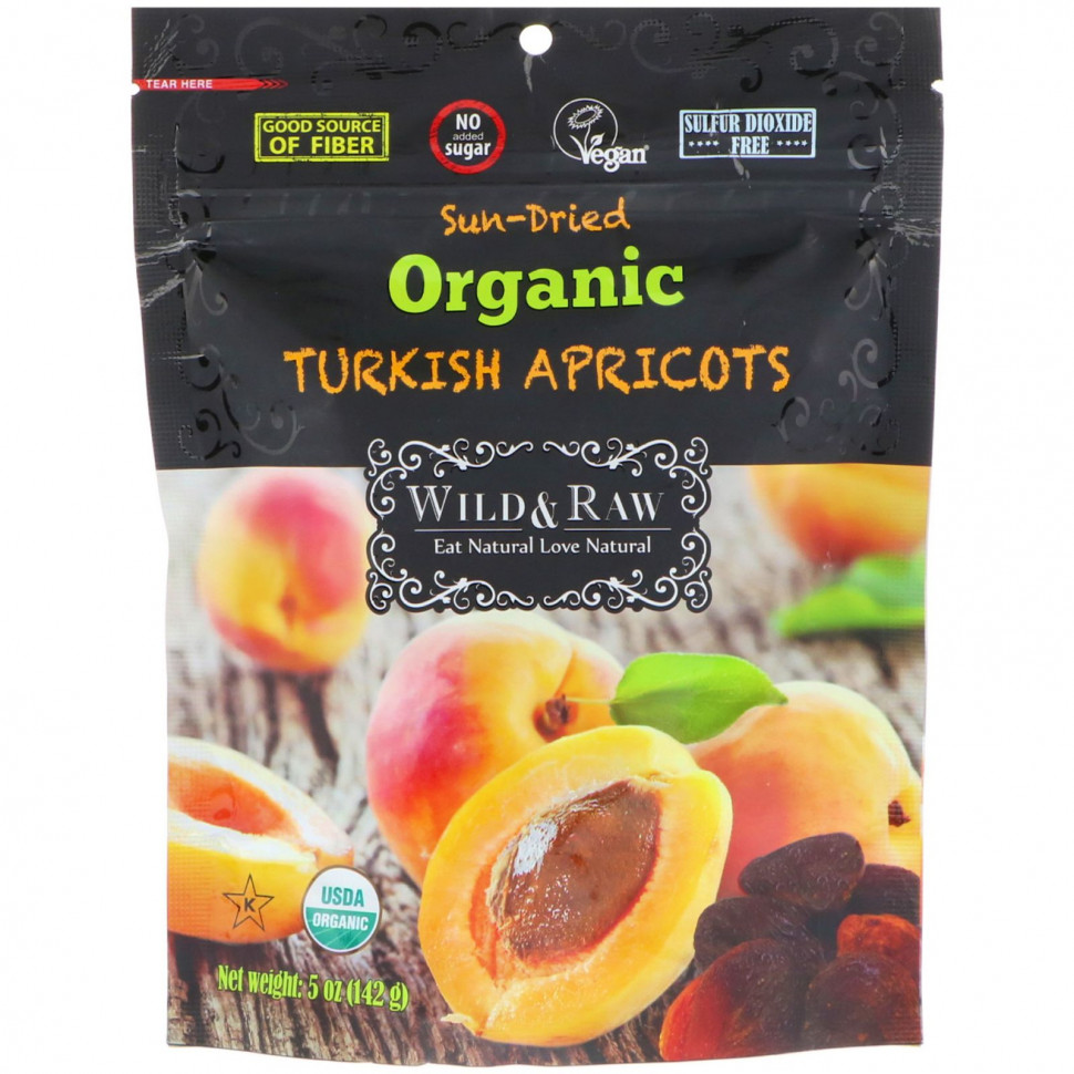   (Iherb) Nature's Wild Organic, Wild & Raw, Sun-Dried, Organic Turkish Aprricots, 5 oz (142 g),   980 