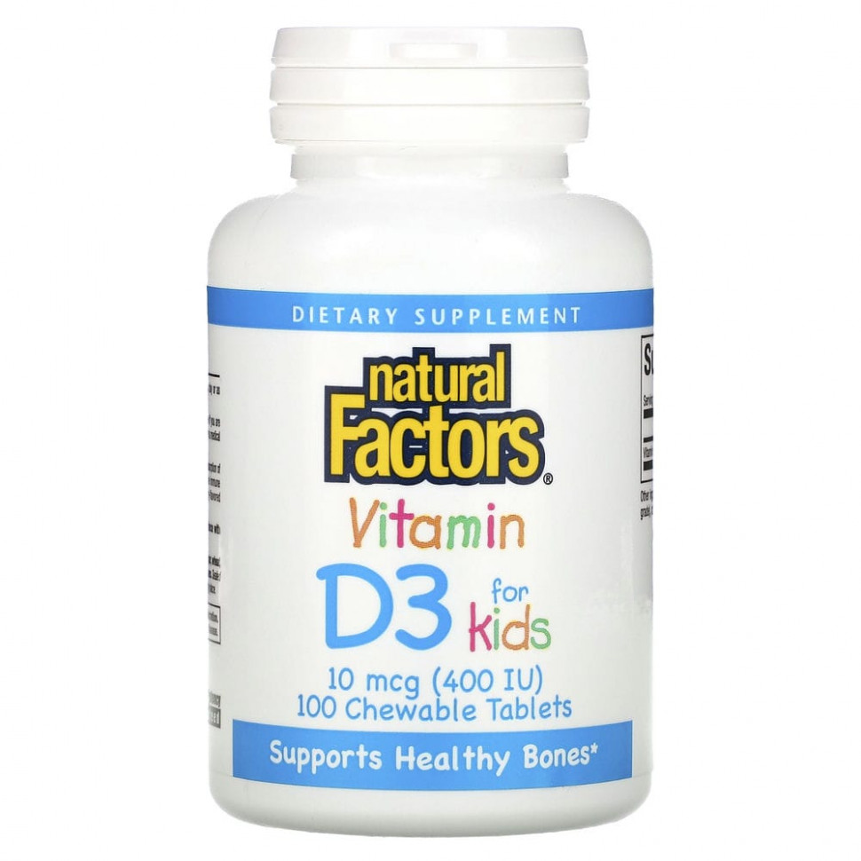 ���� ������ (Iherb) Natural Factors, ������� D3, ���������� ����, 10 ��� (400 ��), 100 ����������� ��������, ������ �� 990 ���