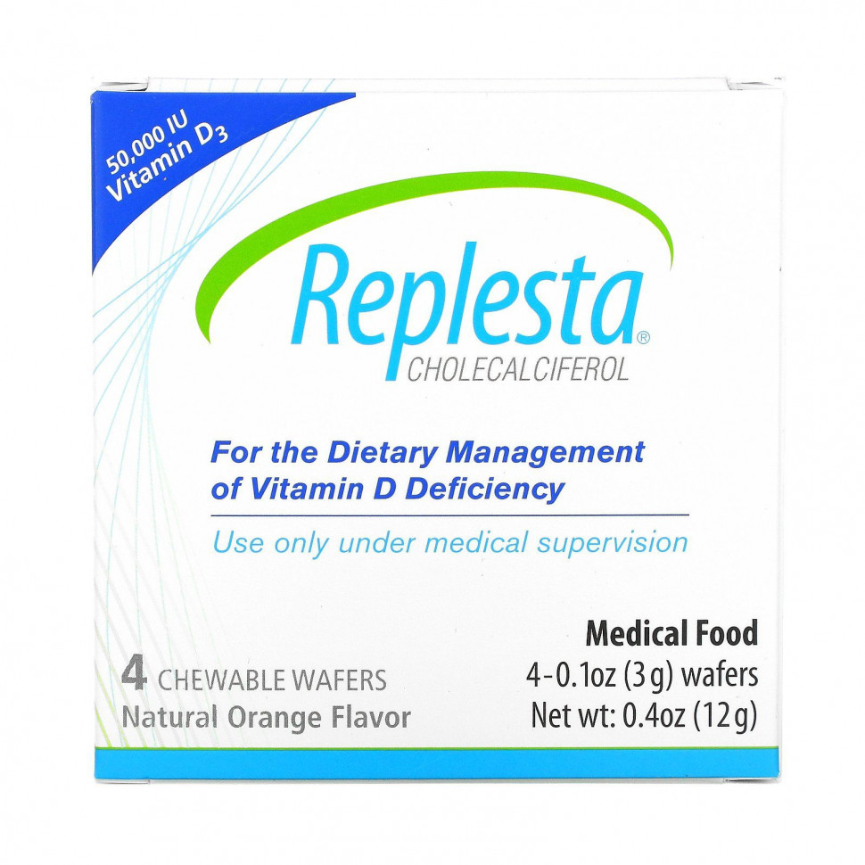 ���� ������ (Iherb) Replesta, ������� D3, ���������������, � ����������� ����������, 50 000 ��, 4 ����������� ���������, ������ �� 2800 ���