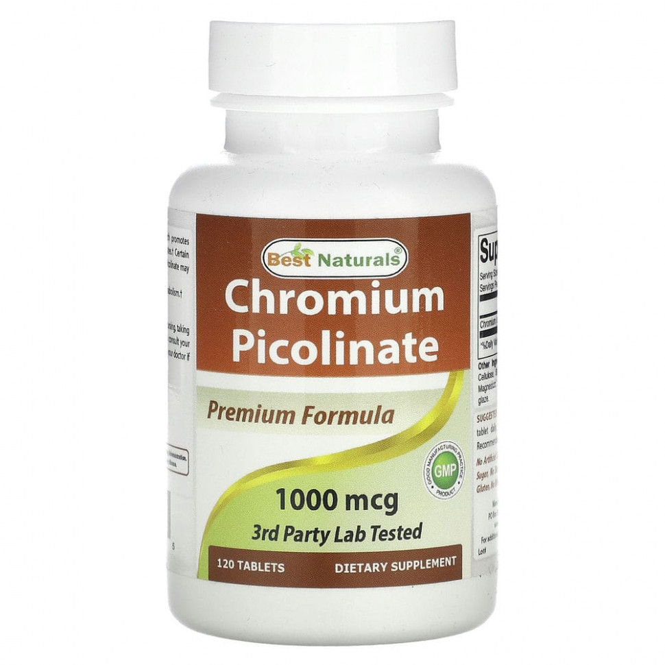   (Iherb) Best Naturals, Chromium Picolinate, 1000 mcg , 120 Tablets    -     , -, 