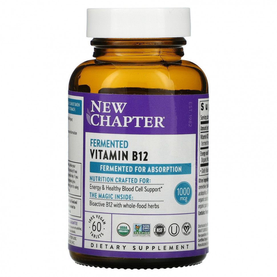   (Iherb) New Chapter, Fermented Vitamin B12, 60 Vegan Tablets    -     , -, 