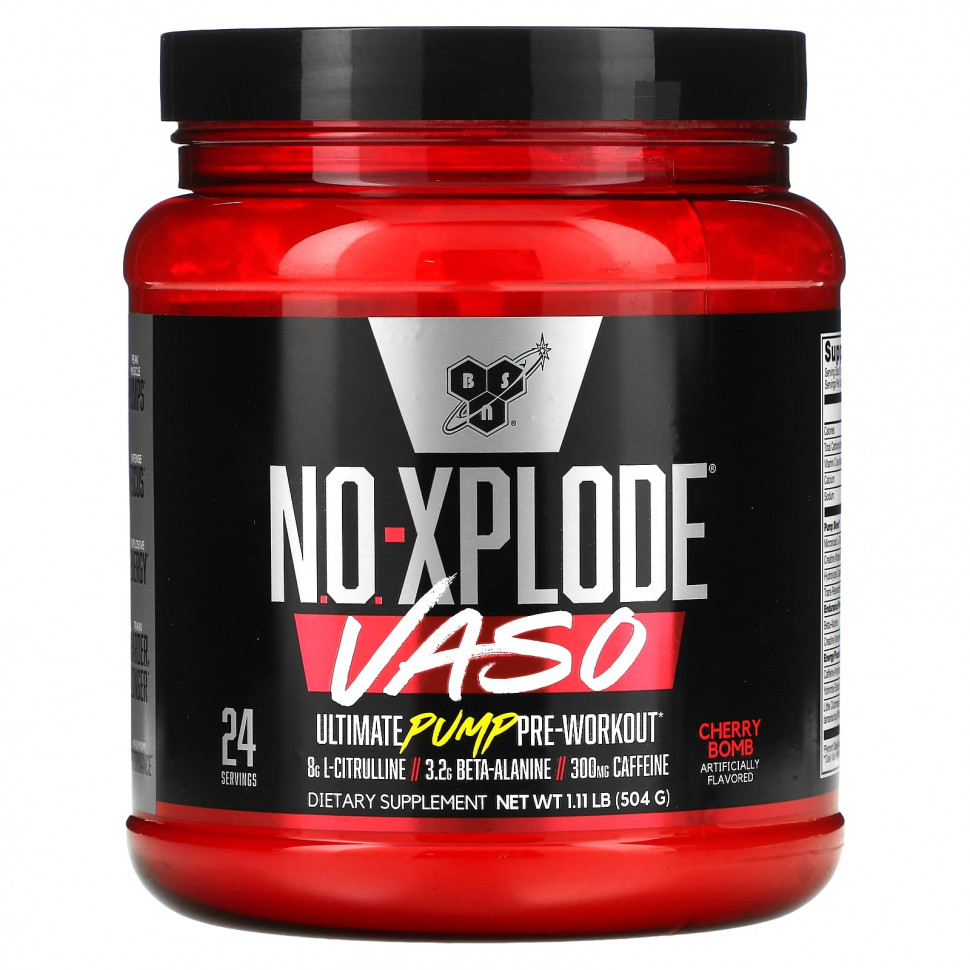 ���� ������ (Iherb) BSN, No-Xplode VASO, Ultimate Pump ����� �����������, Cherry Bomb, 504 � (1,11 �����), ������ �� 9000 ���