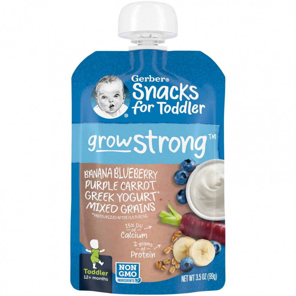   (Iherb) Gerber, Snacks for Toddler, Grow Strong,  12 , , , , ,  ,  , 99  (3,5 ),   590 