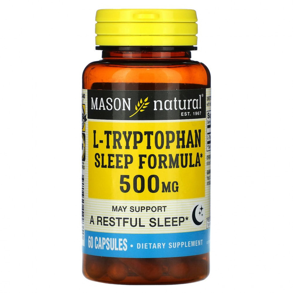   (Iherb) Mason Natural, L-Tryptophan Sleep Formula, 500 mg, 60 Capsules    -     , -, 