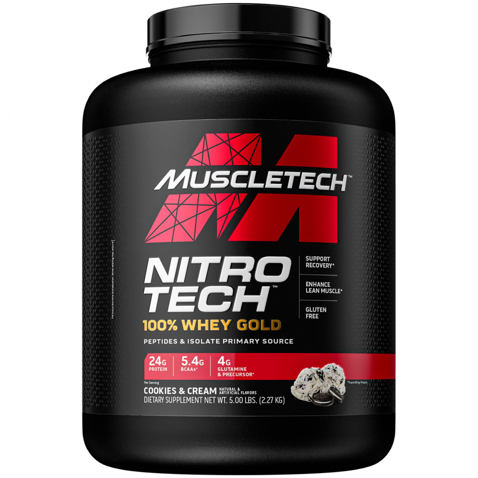 ���� ������ (Iherb) Muscletech, Nitro Tech, 100% Whey Gold, ������������ �������, ������� � ������, 2,27 �� (5 ������), ������ �� 15490 ���