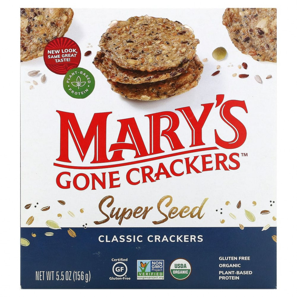���� ������ (Iherb) Mary's Gone Crackers, Super Seed, �������� �������, ������������ ����, 156 � (5,5 �����), ������ �� 1170 ���