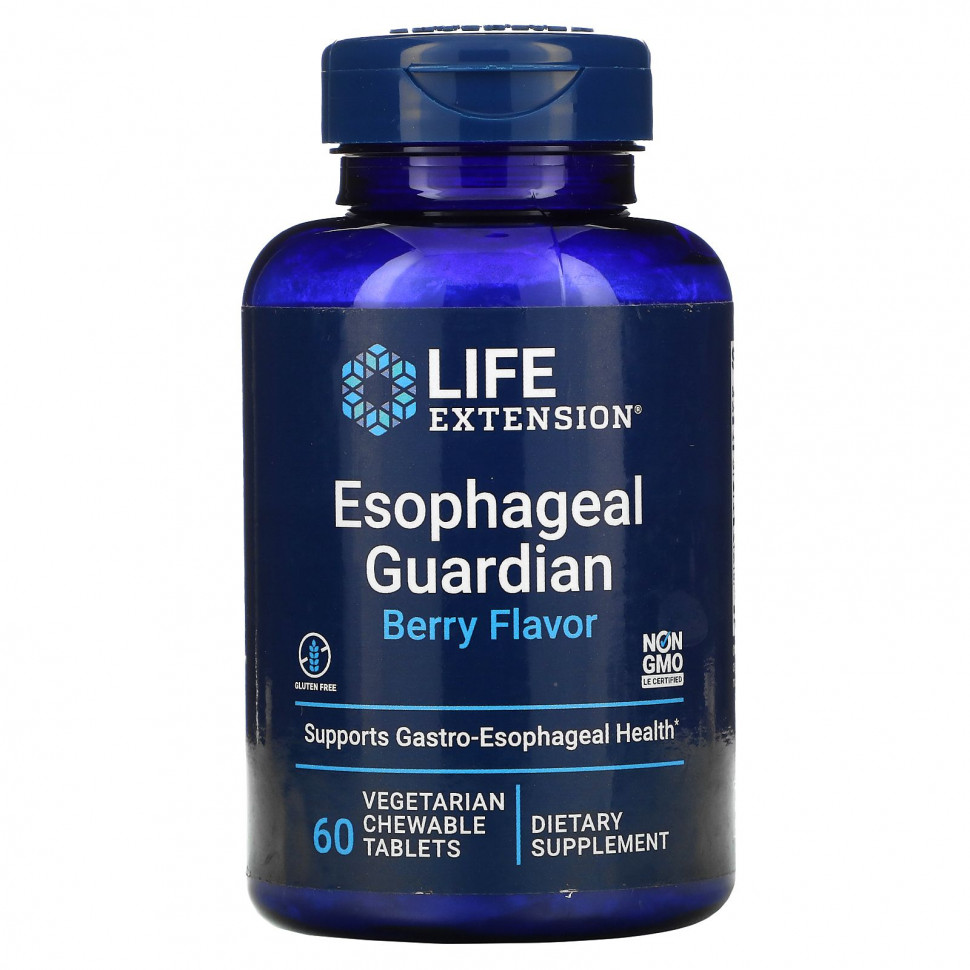   (Iherb) Life Extension, Esophageal Guardian, Berry Flavor, 60 Vegetarian Chewable Tablets    -     , -, 