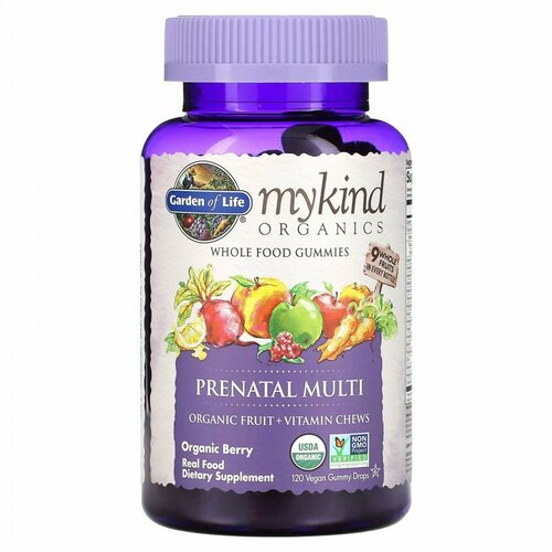  Garden of Life, MyKind Organics, Prenatal Multi, Organic Berry, 120 Vegan Gummy Drops   -     , -, 