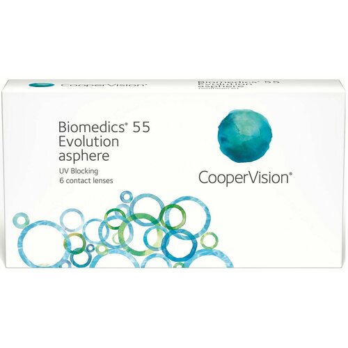 ���� ���������� ����� CooperVision Biomedics 55 Evolution Asphere UV, 6 ��., R 8,6, D -4,25, ����������, 1 ��., ������ �� 1360 ���