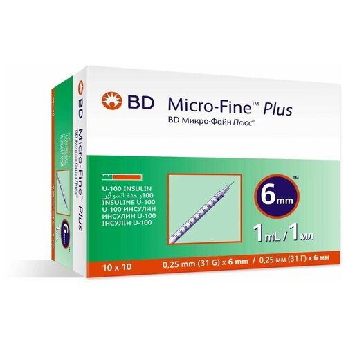    1     U100 BD Micro-Fine Plus 31G 0,25 x 6 , Becton Dickinson, 100 ,   5314 