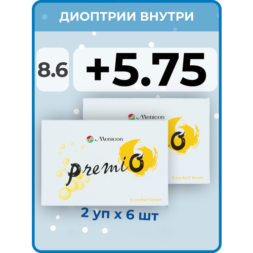 ���� ���������� ����� Menicon Premio, 12 ��., R 8,6, D +5,75, ����������, 2 ��., ������ �� 4200 ���