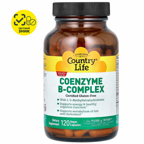 ���� Country Life, �oenzyme B-complex, �������� ��������� ������ B, 380 �, 120 ������, ������ �� 4615 ���